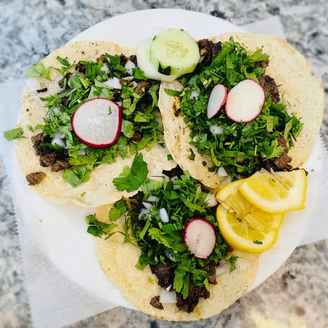 Seasoned Pork (C. Enchilada) Tacos.