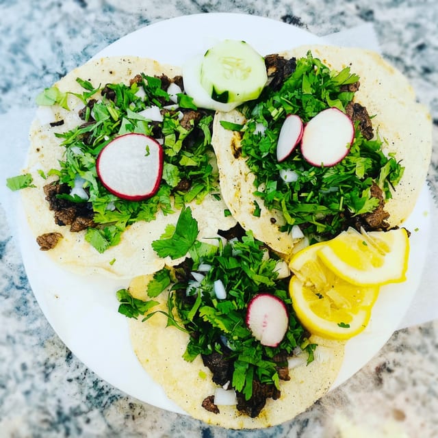 Beef Tonge (Lengua) Tacos.