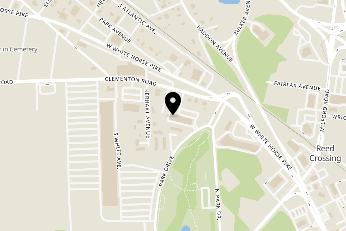 Map showing the location of Maria's Mexican Restaurant on 17 Clementon Rd in Berlin